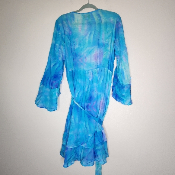 SOPHIA ALEXIA Turquoise Wave Riviera Wrap Dress M/L - Picture 3 of 6